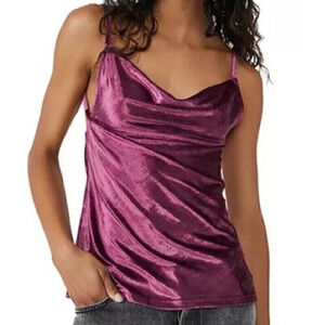 Free People All Night Velvet Tunic Top Purple Fig Jam Sleeveless Cami Size XS